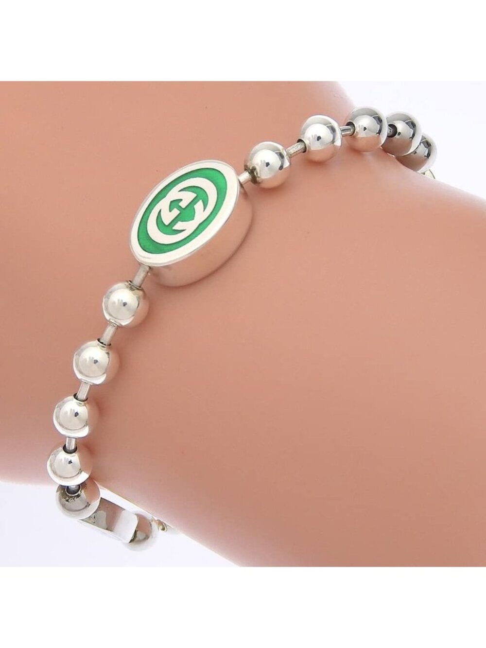 Gucci Interlocking Ball Chain 925 Sterling Silver Bracelet